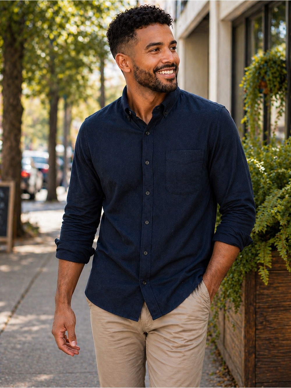 Untuckit Button Down Shirt Mens X Large Navy Blue Long Sleeve Casual Cotton